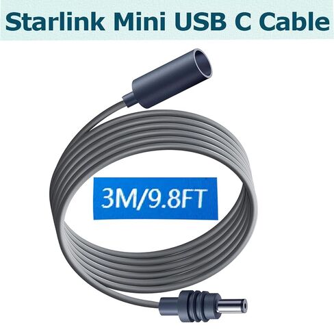 كابل تمديد موصل Starlink Mini ذكر إلى أنثى، لمحول الطاقة الأصلي Starlink Mini المناسب، تمديد، (3M/9.8FT) رمادي - مصنع أسلاك المينا النحاسية النقية in Kuwait