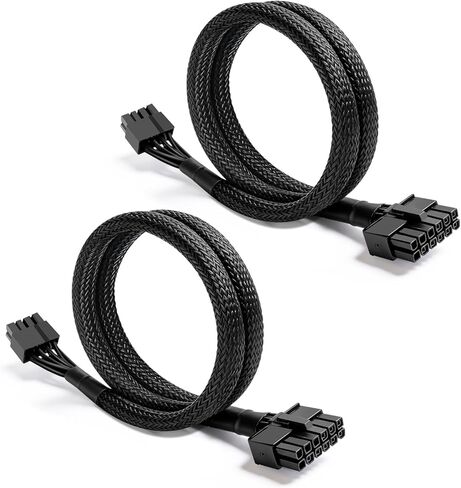 2 حزمة من كابل الطاقة PCIE لـ Be Quiet 65CM، 12-Pin إلى 6+2 Pin، محول كابل GPU ذكر إلى ذكر مزود بمصدر طاقة معياري Be Quiet، 18AWG، أسود (25.5 بوصة) in Kuwait