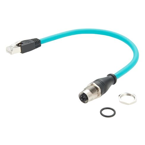 M12 X Code 8Pin إلى RJ45 كابل تثبيت لوحة الحاجز M12 أنثى إلى RJ45 CAT6A سلك إيثرنت محمي عالي المرونة S/FTP GigE كابل لرؤية الآلة مستشعر PoE للكاميرا الصناعية (0.3M/1FT) in Kuwait