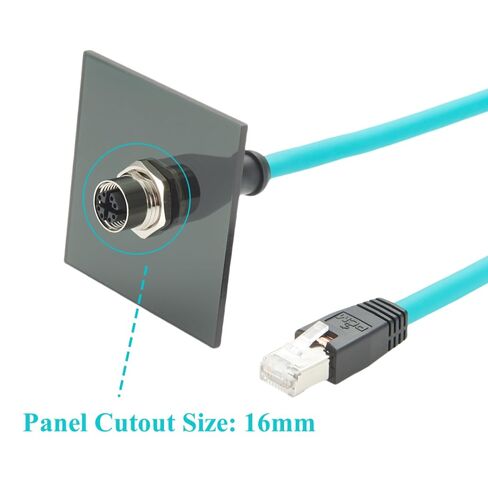 M12 X Code 8Pin إلى RJ45 كابل تثبيت لوحة الحاجز M12 أنثى إلى RJ45 CAT6A سلك إيثرنت محمي عالي المرونة S/FTP GigE كابل لرؤية الآلة مستشعر PoE للكاميرا الصناعية (0.3M/1FT) in Kuwait