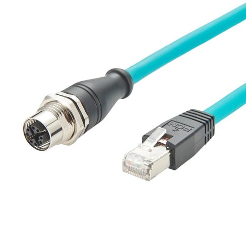 M12 X Code 8Pin إلى RJ45 كابل تثبيت لوحة الحاجز M12 أنثى إلى RJ45 CAT6A سلك إيثرنت محمي عالي المرونة S/FTP GigE كابل لرؤية الآلة مستشعر PoE للكاميرا الصناعية (0.3M/1FT) in Kuwait