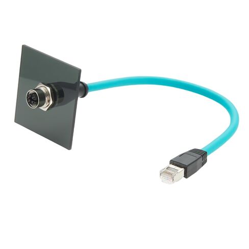 M12 X Code 8Pin إلى RJ45 كابل تثبيت لوحة الحاجز M12 أنثى إلى RJ45 CAT6A سلك إيثرنت محمي عالي المرونة S/FTP GigE كابل لرؤية الآلة مستشعر PoE للكاميرا الصناعية (0.3M/1FT) in Kuwait