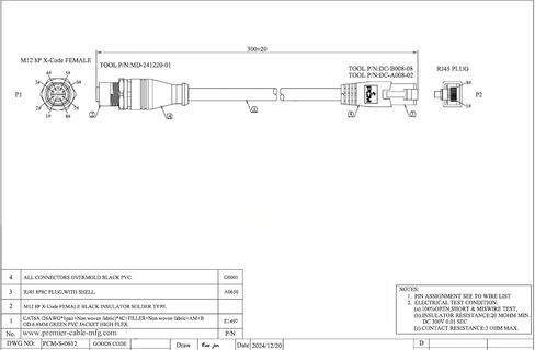 M12 X Code 8Pin إلى RJ45 كابل تثبيت لوحة الحاجز M12 أنثى إلى RJ45 CAT6A سلك إيثرنت محمي عالي المرونة S/FTP GigE كابل لرؤية الآلة مستشعر PoE للكاميرا الصناعية (0.3M/1FT) in Kuwait