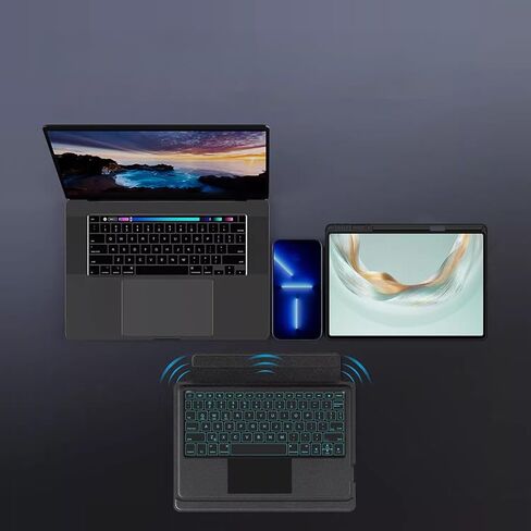 لوحة مفاتيح بلوتوث لاسلكية مع حامل أقلام، حافظة مغناطيسية قابلة للفصل لجهاز Huawei MatePad Pro 12.2/13.2، 11.5S/Mini 8.8 /Air 12 (أسود، لوحة مفاتيح [Hi/MatePad Mini 8.8" (2025)]) in Kuwait