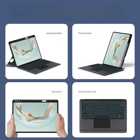 لوحة مفاتيح بلوتوث لاسلكية مع حامل أقلام، حافظة مغناطيسية قابلة للفصل لجهاز Huawei MatePad Pro 12.2/13.2، 11.5S/Mini 8.8 /Air 12 (أسود، لوحة مفاتيح [Hi/MatePad Mini 8.8" (2025)]) in Kuwait