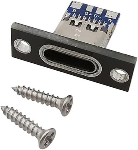 1/2/5 قطعة TY>pe C USB 3.1 Ja-ck 2 Pin 4 Pin أنثى موصل منفذ DIY USB 3.1 TY>pe C مقبس مع لوحة تثبيت المسمار (2Pin أسود، قطعة واحدة) in Kuwait