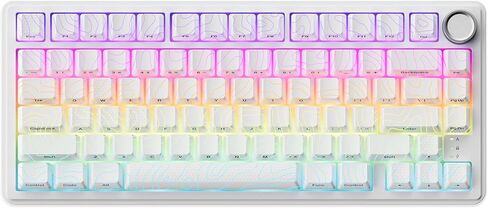 xVX M75 لوحة مفاتيح ميكانيكية لاسلكية للألعاب، تخطيط 75% مع مقبض وأغطية مفاتيح طبوغرافية IMD، BT5.0/2.4 جيجا هرتز/USB-C، مفاتيح كريمية قابلة للتبديل السريع، هيكل الحشية، لوحة مفاتيح بإضاءة خلفية RGB لنظام Win/Mac، أبيض in Kuwait
