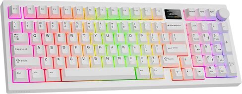 TECWARE Spectre 96% RGB Mechanical Gaming Keyboard | Customizable LCD Screen | Tri-Mode Wireless with Knob | Gasket Mount | South Face 5-Pin Hot-Swappable Sockets | White Candy Red Linear Switch in Kuwait
