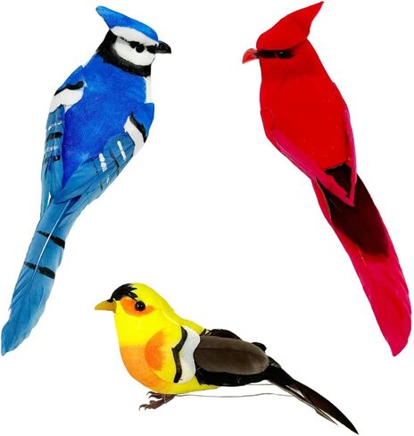 LWINGFLYER 12pcs 3.3" Fake Bird Artificial Foam Feather Bird Ornament for Birdshouse Craft Christmas Tree Decor Birthday Party Gift Bird Model (Clip on) in Saudi Arabia