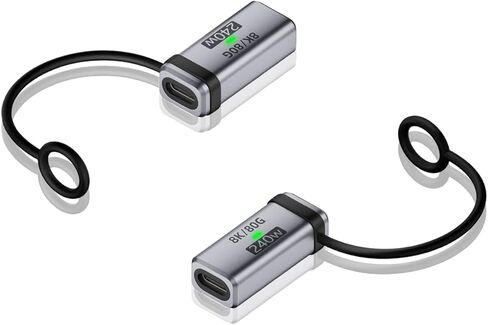 USB4.0 V2.0 Adapter Cable, 240W USB Type-C Female to Type-C Male with LED, 120Gbps Max Transfer, 16K@60Hz Single Display USB C Coupler Silver 2 Pack in Kuwait