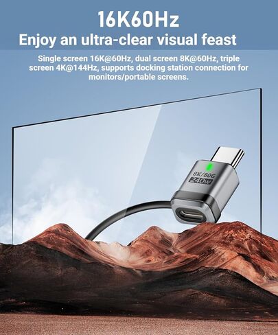 USB4.0 V2.0 Adapter Cable, 240W USB Type-C Female to Type-C Male with LED, 120Gbps Max Transfer, 16K@60Hz Single Display USB C Coupler Silver 2 Pack in Kuwait