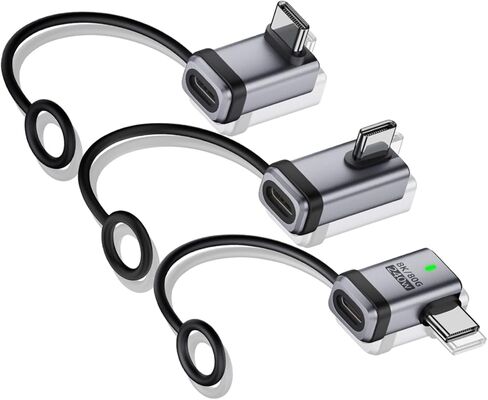 USB4.0 V2.0 Adapter Cable, 240W USB Type-C Female to Type-C Male with LED, 120Gbps Max Transfer, 16K@60Hz Single Display USB C Coupler Silver 2 Pack in Kuwait