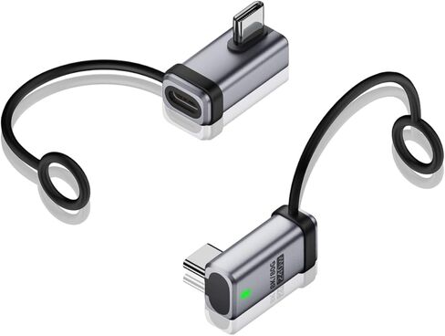 USB4.0 V2.0 Adapter Cable, 240W USB Type-C Female to Type-C Male with LED, 120Gbps Max Transfer, 16K@60Hz Single Display USB C Coupler Silver 2 Pack in Kuwait