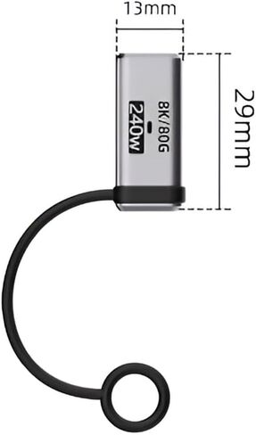 USB4.0 V2.0 Adapter Cable, 240W USB Type-C Female to Type-C Male with LED, 120Gbps Max Transfer, 16K@60Hz Single Display USB C Coupler Silver 2 Pack in Kuwait