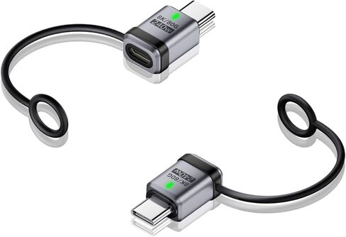 USB4.0 V2.0 Adapter Cable, 240W USB Type-C Female to Type-C Male with LED, 120Gbps Max Transfer, 16K@60Hz Single Display USB C Coupler Silver 2 Pack in Kuwait