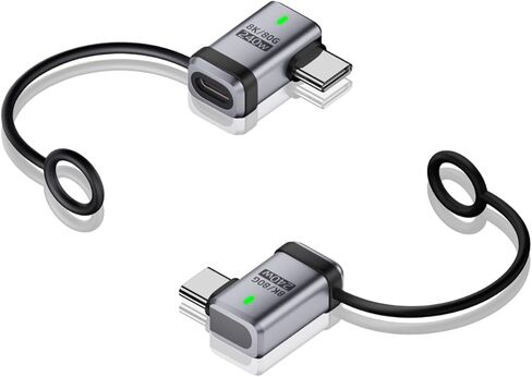 USB4.0 V2.0 Adapter Cable, 240W USB Type-C Female to Type-C Male with LED, 120Gbps Max Transfer, 16K@60Hz Single Display USB C Coupler Silver 2 Pack in Kuwait