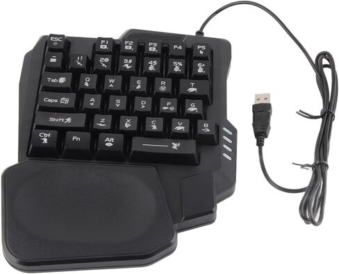One Handed Gaming Keyboard, 35 Keys with Wide Palm Rest Black Single Handed Keyboard for Computer Mobile Games in Kuwait