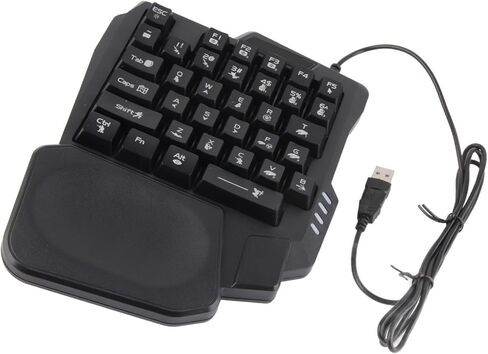 One Handed Gaming Keyboard, 35 Keys with Wide Palm Rest Black Single Handed Keyboard for Computer Mobile Games in Kuwait