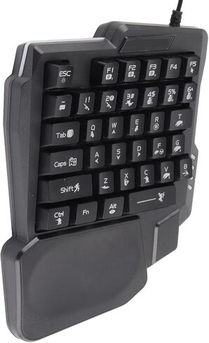 One Handed Gaming Keyboard, 35 Keys with Wide Palm Rest Black Single Handed Keyboard for Computer Mobile Games in Kuwait