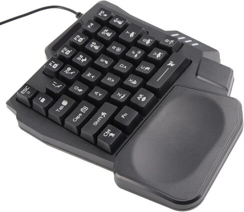 One Handed Gaming Keyboard, 35 Keys with Wide Palm Rest Black Single Handed Keyboard for Computer Mobile Games in Kuwait