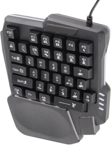 One Handed Gaming Keyboard, 35 Keys with Wide Palm Rest Black Single Handed Keyboard for Computer Mobile Games in Kuwait