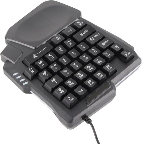 One Handed Gaming Keyboard, 35 Keys with Wide Palm Rest Black Single Handed Keyboard for Computer Mobile Games in Kuwait