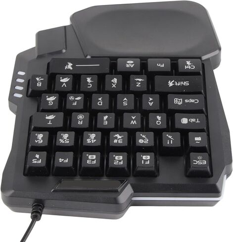 One Handed Gaming Keyboard, 35 Keys with Wide Palm Rest Black Single Handed Keyboard for Computer Mobile Games in Kuwait