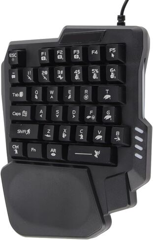 One Handed Gaming Keyboard, 35 Keys with Wide Palm Rest Black Single Handed Keyboard for Computer Mobile Games in Kuwait