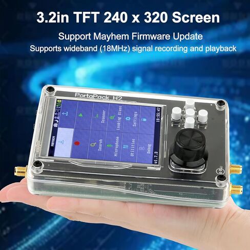 مجموعة راديو Portapack H2 SDR ABS Shell 1 ميجا هرتز - 6 جيجا هرتز، 3.2 بوصة TFT Professional Hack جميع أجهزة استقبال الراديو مع هوائيات، إعادة التشغيل للاتصالات ومعالجة عالية الدقة ومصدر مفتوح in Kuwait