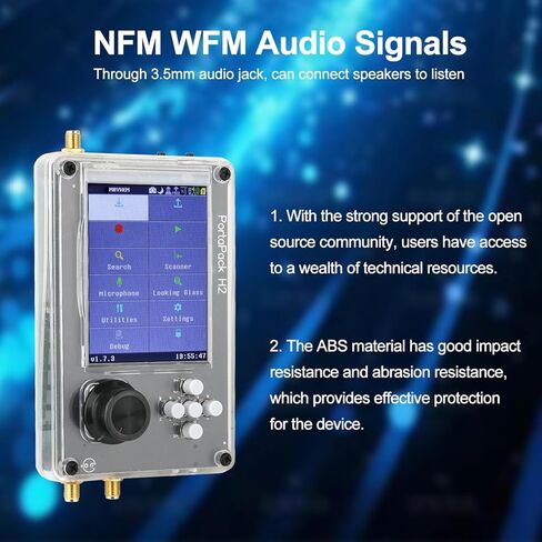 مجموعة راديو Portapack H2 SDR ABS Shell 1 ميجا هرتز - 6 جيجا هرتز، 3.2 بوصة TFT Professional Hack جميع أجهزة استقبال الراديو مع هوائيات، إعادة التشغيل للاتصالات ومعالجة عالية الدقة ومصدر مفتوح in Kuwait