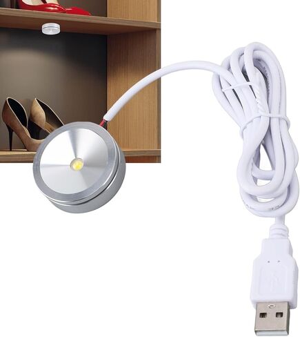 Alomejor قابس USB مستدير في مصباح عرض LED مدمج مع كابل طويل لمدخل الخزانة 5 فولت (الضوء الأبيض) in Kuwait