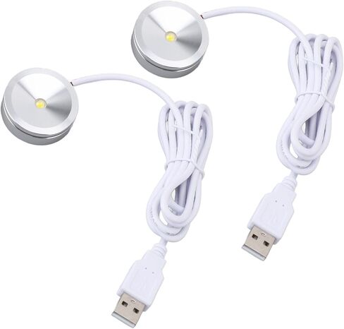 Alomejor قابس USB مستدير في مصباح عرض LED مدمج مع كابل طويل لمدخل الخزانة 5 فولت (الضوء الأبيض) in Kuwait
