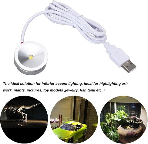Alomejor قابس USB مستدير في مصباح عرض LED مدمج مع كابل طويل لمدخل الخزانة 5 فولت (الضوء الأبيض) in Kuwait