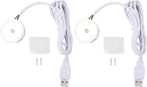 Alomejor قابس USB مستدير في مصباح عرض LED مدمج مع كابل طويل لمدخل الخزانة 5 فولت (الضوء الأبيض) in Kuwait