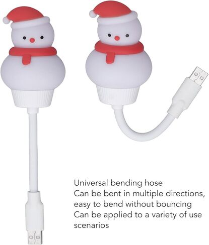 Mini USB LED Lamp Snowman Shape, Flexible Bendable Reading Light, USB Powered Plug and Play - Energy Saving, Portable Nightlight for Bedside Study and Camping in Kuwait