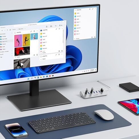 USB Hub 3.0, JESWO Aluminum 7 Port USB 3.0 Hub with 3.3Ft Cable, USB Splitter with 7-USB3.0 Data Ports Compatible with MacBook, Laptop,Surface Pro, PS5, PC and More (No Power Adapter Included) in Kuwait