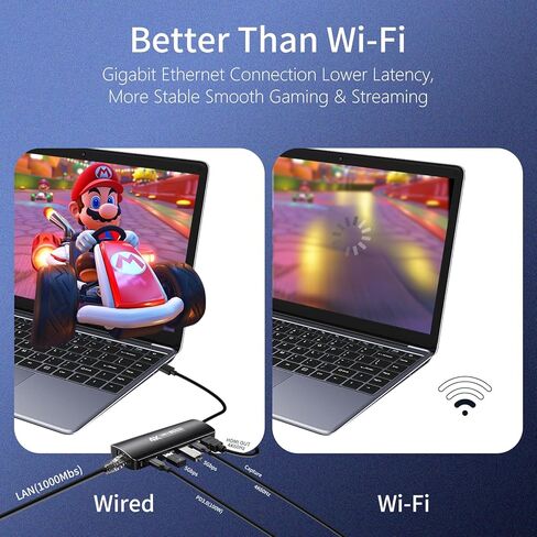 قاعدة التقاط Guermok 6 في 1 USB-C للتبديل 2 والبخار، مخرج HDMI 4K@60، بطاقة التقاط فيديو USBC 4K60 هرتز، شحن PD100W، إيثرنت، مركز ألعاب وبث الكل في واحد (أسود) in Kuwait