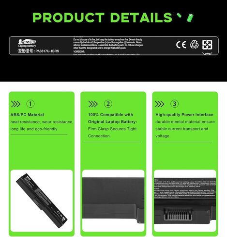 استبدال بطارية PA3817U-1BRS لجهاز Toshiba Satellite A/C/L/M/P Series A600 C655 M645، بطارية ليثيوم أيون قابلة لإعادة الشحن 6000 مللي أمبير في الساعة، متوافقة مع PA3816U-1BRS PABAS230 in Kuwait
