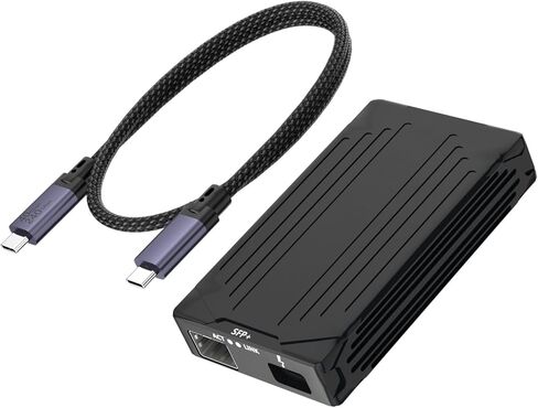 محول شبكة GLOTRENDS ST7411 USB إلى 10GbE SFP+ لأجهزة NAS/PC/Mac، متوافق مع Thunderbolt 5/4/3، يدعم Windows/macOS/Linux in Kuwait