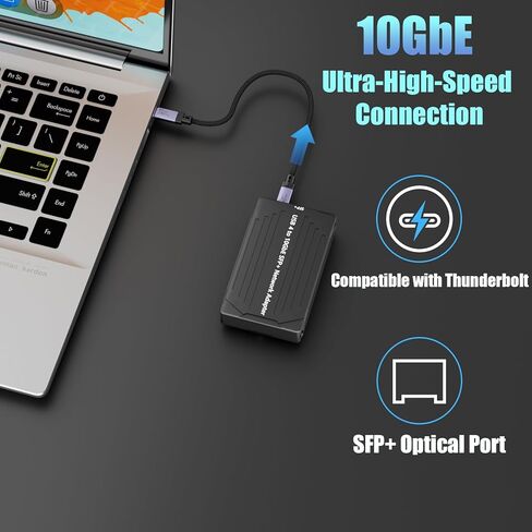 محول شبكة GLOTRENDS ST7411 USB إلى 10GbE SFP+ لأجهزة NAS/PC/Mac، متوافق مع Thunderbolt 5/4/3، يدعم Windows/macOS/Linux in Kuwait