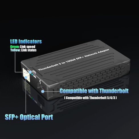 محول شبكة GLOTRENDS ST7411 USB إلى 10GbE SFP+ لأجهزة NAS/PC/Mac، متوافق مع Thunderbolt 5/4/3، يدعم Windows/macOS/Linux in Kuwait