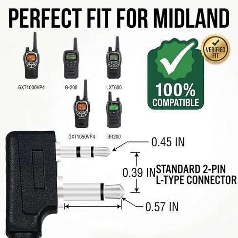 Walkie Talkie Headset for Midland Acoustic Tube Earpiece with Mic PTT for GXT1000VP4 LXT500VP3 GXT1050VP4 GXT1000XB, Two Way Radio Ear Piece for Walkie-Talkie, Pack of 5 in Kuwait