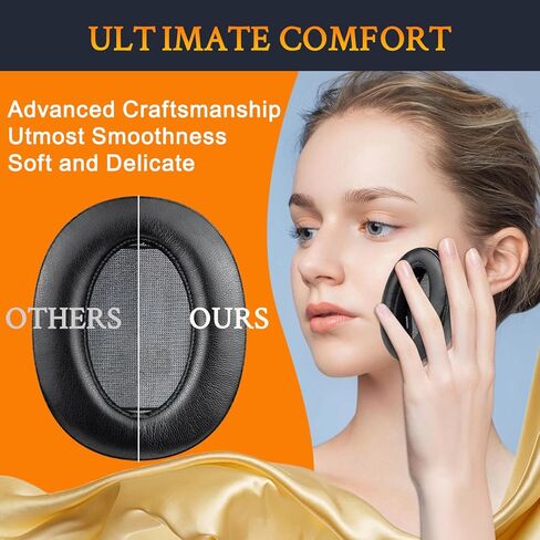 وسائد أذن بديلة من SOULWIT لهاتف Sony WH-H910N h.Ear on 3 سماعات رأس لاسلكية لإلغاء الضوضاء، وسائد أذن مع جلد بروتين ناعم وإسفنج ذاكرة عازل للضوضاء - أسود in Kuwait