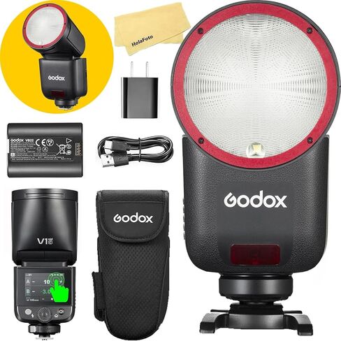 فلاش GODOX V1 Mid F Godox لفلاش Fuji Fujifilm، فلاش كاميرا 55Ws TTL لـ Fuji Fujifilm، التحكم في شاشة اللمس، بطارية ليثيوم 7.2 فولت/2200 مللي أمبير في الساعة، وقت إعادة التدوير 1.7 ثانية، 650 ومضة طاقة كاملة، مصباح تشكيل LED in Kuwait