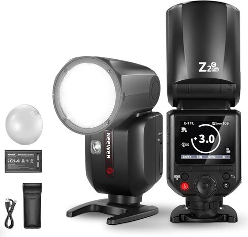 NEEWER Z2PRO-N 2.4G TTL Round Head Flash Speedlite Compatible with Nikon Camera, Wireless Compatible with Godox, 76Ws 1/8000s HSS, Upgraded UI, TTL/M TCM Switch, 3000mAh 600 Full Power Light, Diffuser in Saudi Arabia