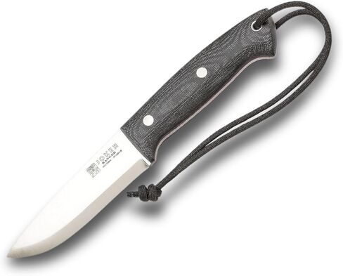 سكين صيد Joker Ranger CM143-P - 4.33 بوصة Sandvik 14C28N شفرة فولاذية، مقبض ميكارتا من القماش، غمد جلد بني مع مشعل نار - أداة خارجية للصيد وصيد الأسماك والتخييم والمشي لمسافات طويلة in Kuwait