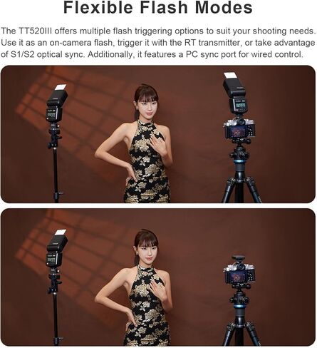 فلاش كاميرا GODOX TT520III - Speedlite، جهاز استقبال مدمج وجهاز إرسال RT متوافق مع كاميرات Canon Nikon Sony Olympus Pentax Fuji DSLR إلخ in Kuwait