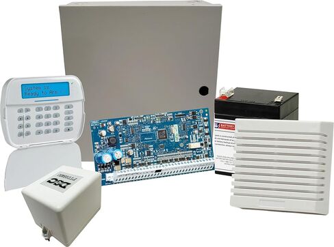 مجموعة لوحة التحكم DSC HS32-119CP01 PowerSeries Neo؛ تشتمل على: لوحة تحكم HS2032NK، ولوحة مفاتيح LCD كاملة الرسائل HS2LCDRF9ENG، وBD4-12 12 فولت، وبطارية 4 أمبير في الساعة، ومحول PTD1640U، وصفارة إنذار داخلية SD15WULF in Kuwait