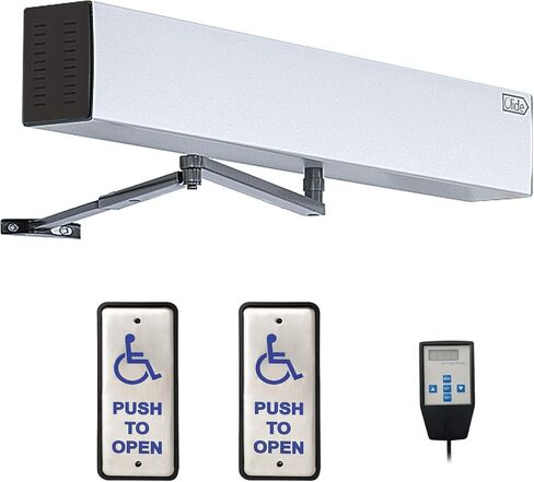 Handicap Door Opener Pair with 2 Slim Hardwired Stainless Steel Push Plate Swithes in Kuwait