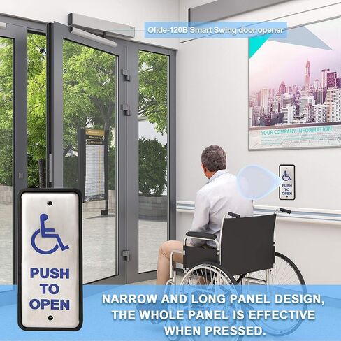 Handicap Door Opener Pair with 2 Slim Hardwired Stainless Steel Push Plate Swithes in Kuwait